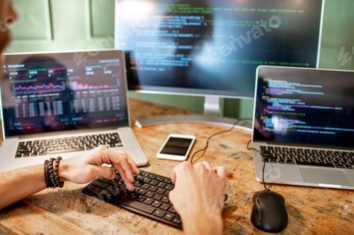 Preview: Programmer working with program code