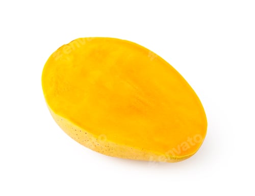 Preview: Half mango fruit showing fresh yellow pulp