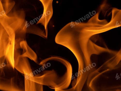 Preview: Flames of fire on black background