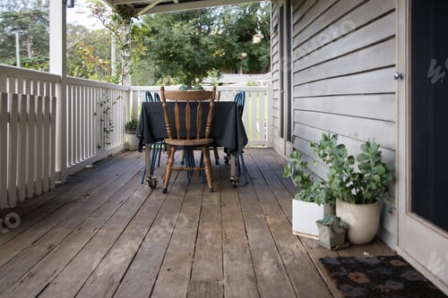Preview: Outdoor seating and dining on vintage rustic cottage home