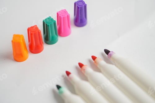 Preview: Photo of markers set. Tools for drawing, sketching, design