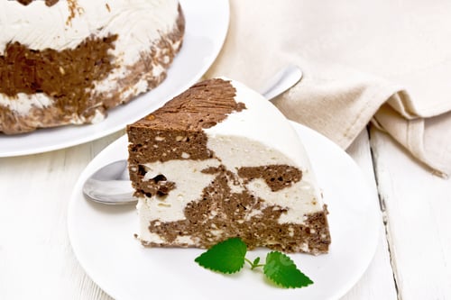 Preview: Delicious Brown and White Halva with Green Leaves