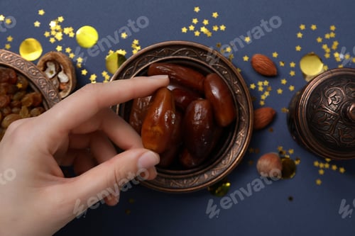 Preview: Concept of Muslim holy month Ramadan Kareem, top view