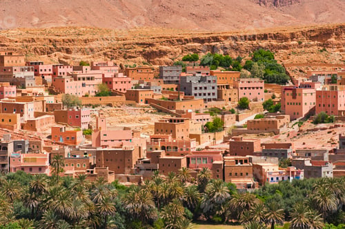 Preview: Typical remote Moroccan desert town on the road to Todra Gorge, Morocco, North Africa, Africa