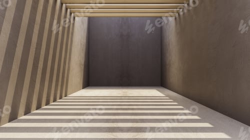 Preview: Empty space of Column Concrete Tunnel with warm light and shadow.
