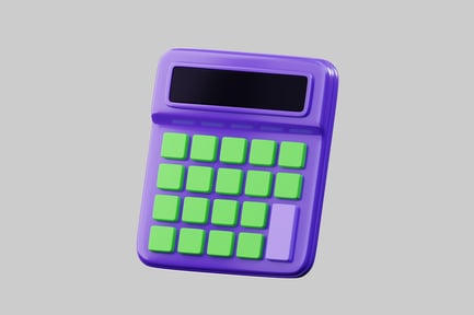 Preview: Purple calculator with black screen and green buttons