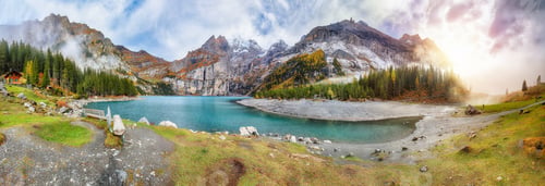 Preview: Spectacular autumn view of Oeschinensee Lake.