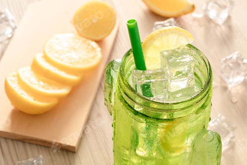 Preview: Fresh lemonade in jar ready to drink