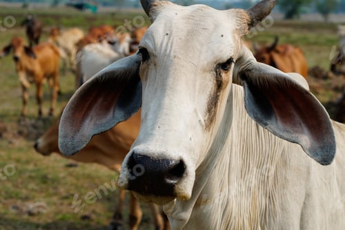 Cow in the green grass