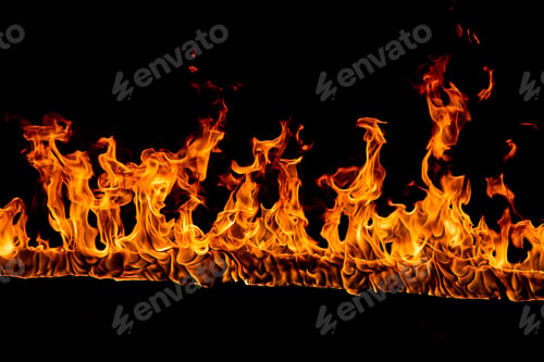 Preview: Blazing flames on black background