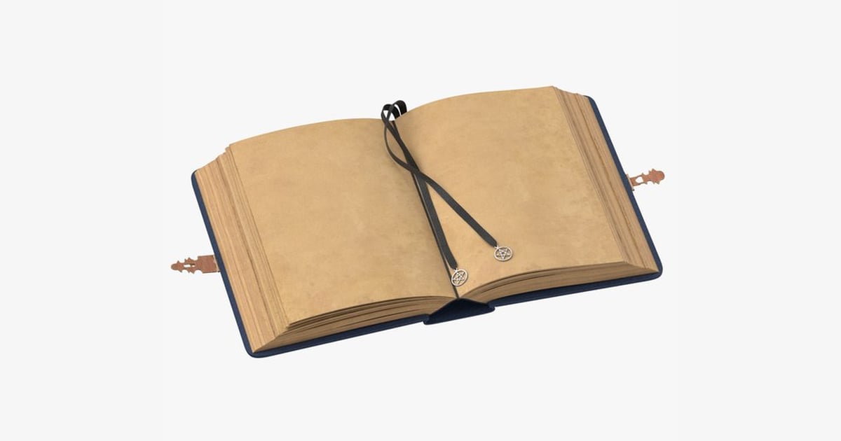 Open Medieval Spellbook with Pentagram Bookmarks 3D, Incl. spellbook ...