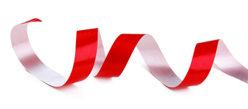 Preview: Shiny red satin ribbon isolated on white background