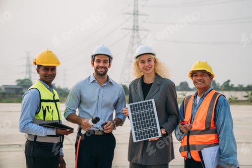 Preview: Engineers working on solar installations to create an eco-friendly and renewable power generation.