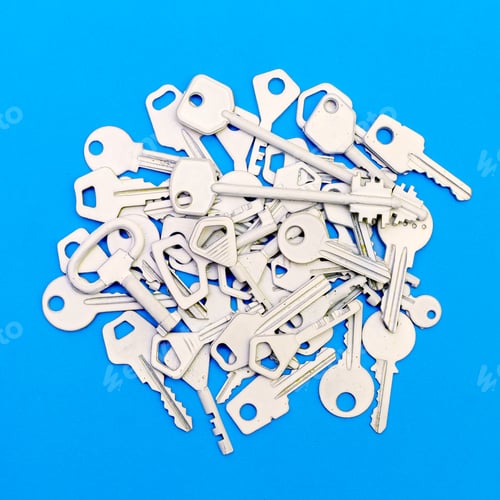 Preview: Many Keys on a blue background. Minimal style