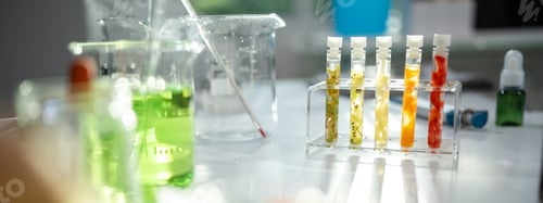 Preview: Natural organic green botany laboratory with scientific glassware, Alternative herb medicine care