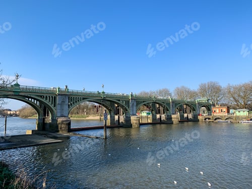 Preview: Richmond lock and Weir view. Thames river. West london. Richmond upon Thames
