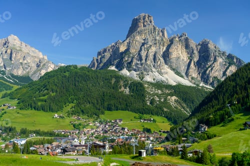 Preview: Mountain landscape along the road to Campolongo pass, Dolomites