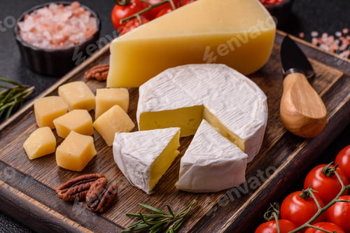 Preview: White French cream cheese Brie or Camembert for breakfast. Brie or Camembert cheese