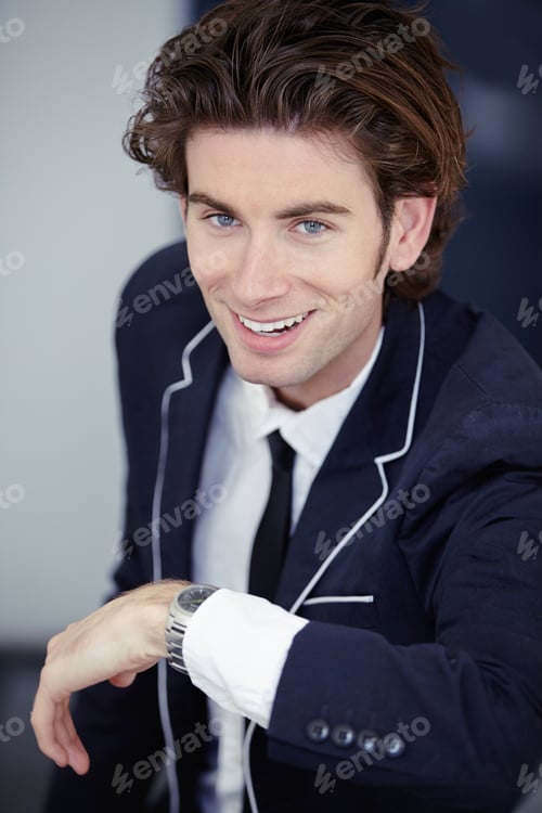Preview: How are you doing. A young man laughing on the staircase.