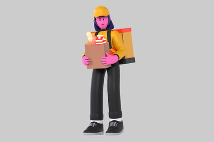 Preview: Delivery person holding a cardboard box