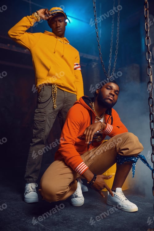 Preview: Two stylish rappers poses in studio