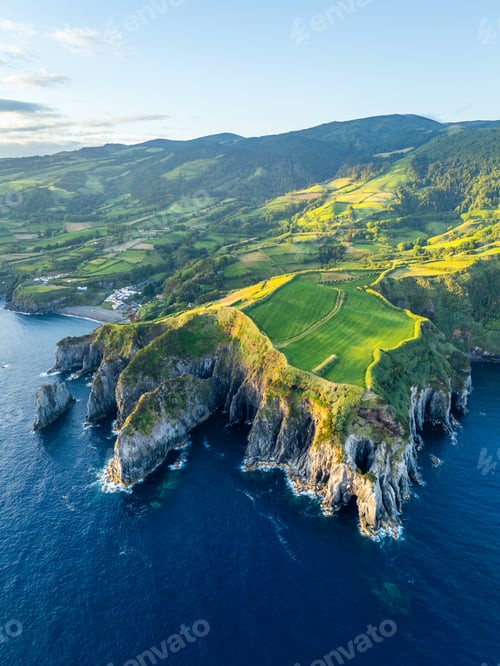 Preview: Cape Furado and Atlantic Ocean. Azores, Sao Miguel Island. Portugal. Aerial View