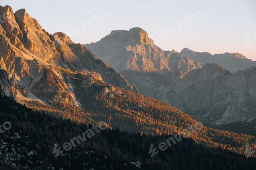 Preview: Sunrise photo of mountain Nuvolau Averau, Passo Giau in Dolomites, Italy