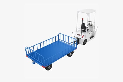 Aperçu: Remorqueur électrique industriel avec chariot à bagages bleu
