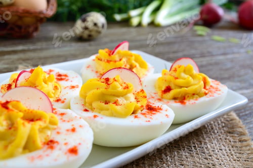 Preview: Deviled eggs. Boiled eggs stuffed