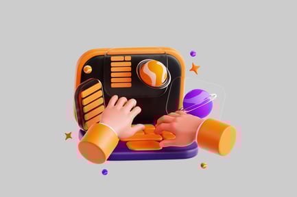 Retro-Computerstation mit Planeten