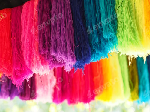 Preview: Yarn, several colors arranged abstract Gradient for background, Garn colorful pink orange red yellow