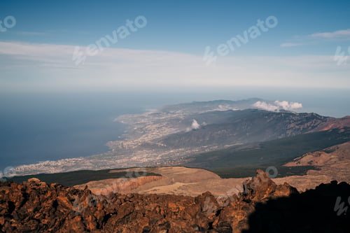 Preview: City and Atlantic Ocean View from Mount Teide Volcano in South Tenerife, Spain