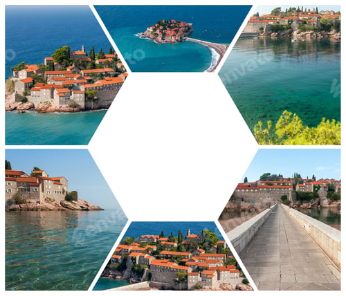 Preview: The Collage Of Sveti Stefan Island In Montenegro