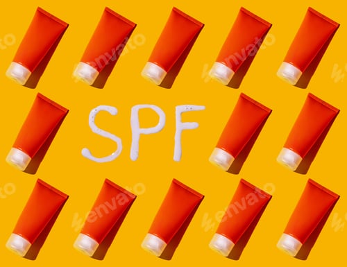 Preview: Sunscreen SPF sunblock cream on yellow background