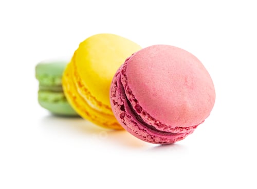 Preview: Sweet colorful macarons. Traditional french macaroons. Tasty dessert