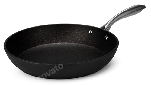 Preview: New black frying pan isolated on white background