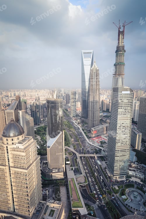 Preview: aerial view of shanghai midtown