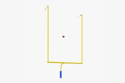 Preview: Yellow Goalpost with Airborne Football and Red Flags