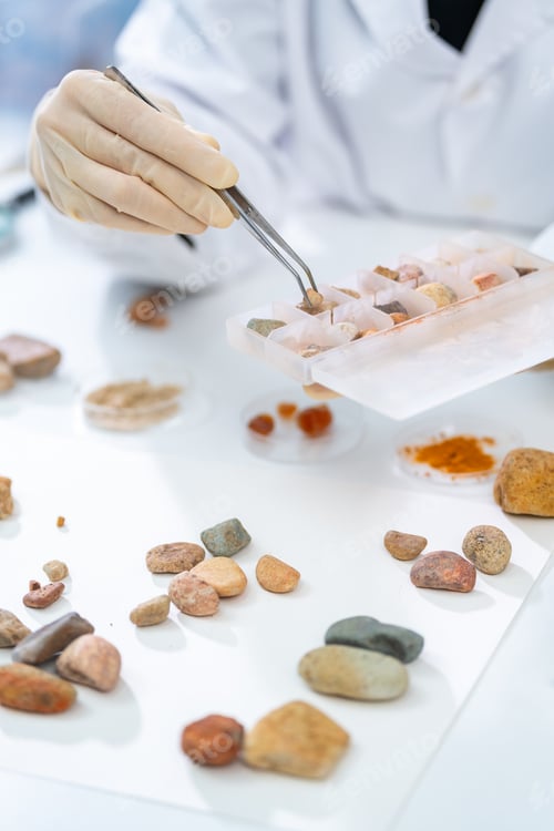 Preview: Geology science laboratory research sample test analysis of nature dirtied ground environment