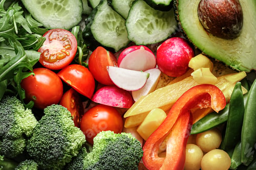 Preview: Green vegetables flat lay for healthy diet
