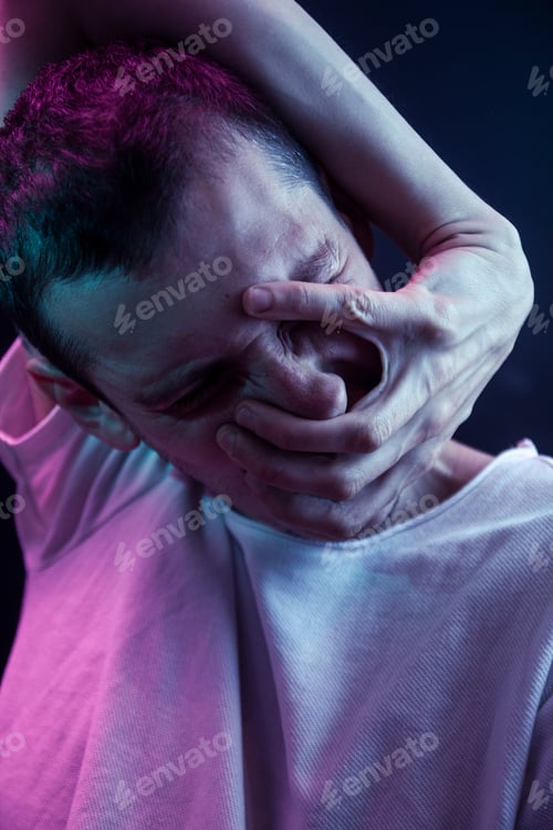 Preview: One Young Man, Struggling With Mental Illness. Dark Portrait.
