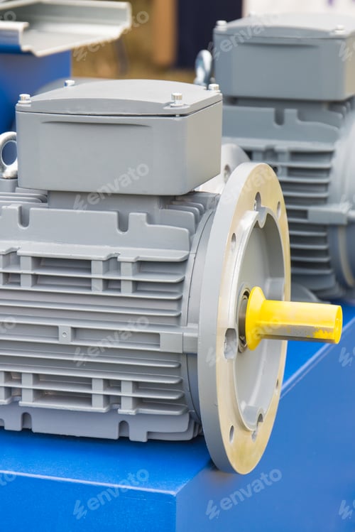 Preview: Detail and part of electric engine. Part of electrical machinery. Technology