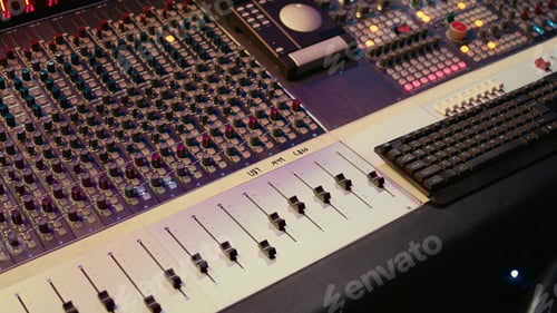 Preview: Empty professional studio with control desk mixer and pre amp knobs