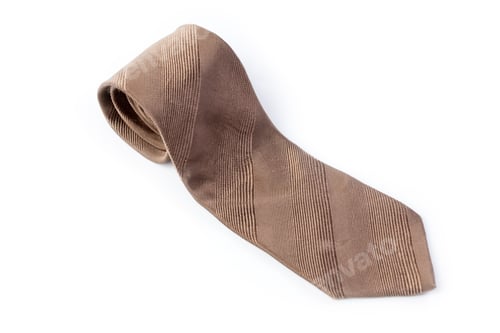 Elegant Brown Striped Necktie on White Background