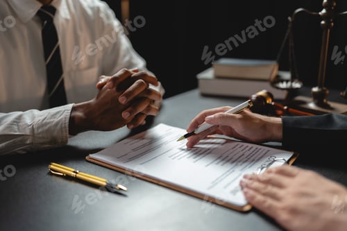 Preview: Two People Reviewing Documents in a Corporate Office
