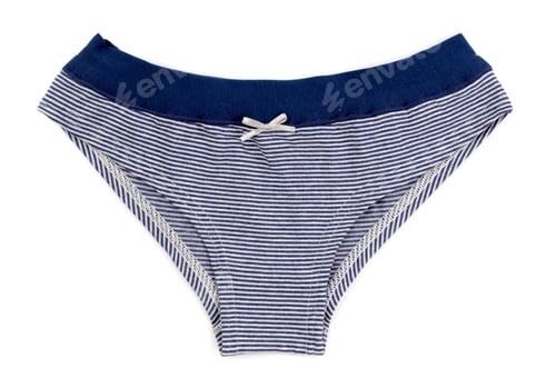 Preview: Blue and white striped women's Cotton panties simple.
