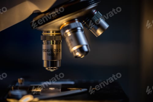 Preview: Closeup of Scientific microscope data analysis in the laboratory