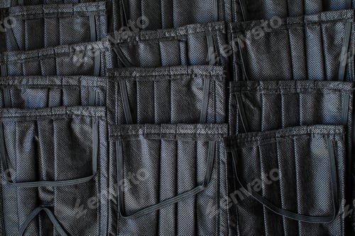 Preview: Face Masks For Virus Protection, Health Safety Black Color. Background, Top View. Copy Space For