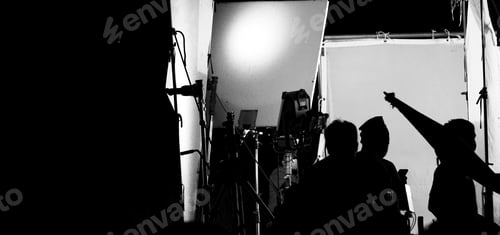 Preview: Silhouette images of video production behind the scene or b-roll