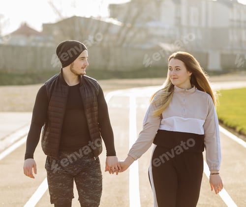 Preview: Friends fitness training together outdoors living active healthy